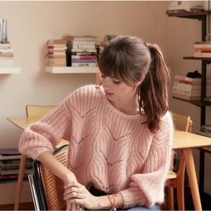 SEZANE Simone mohair Jumper / sweater in petal pink blush pink